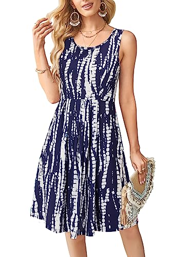 KILIG Sommerkleid Damen Strandkleid Midi Ärmellose Kleid Sommer Leicht Blumenkleid Freizeitkleid (Floral 25,XL) von KILIG