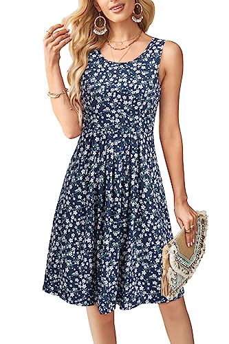 KILIG Sommerkleid Damen Strandkleid Midi Ärmellose Kleid Sommer Leicht Blumenkleid Freizeitkleid (Floral 26,XL) von KILIG