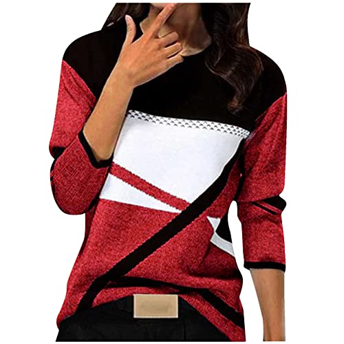 KILOXYEFRO Pullover Damen Herbst Pullover Damen Langarm Sweatshirt Basic Rundhals Langarmshirt geometrischem Druck Longshirt Lose Casual Oberteil Winter Baumwolle Pulli (d-Watermelon Red, XL) KILOXYEFRO Pullover Damen Herbst Pullover Damen Langarm Sweatshirt Basic Rundhals Langarmshirt geometrischem Druck Longshirt Lose Casual Oberteil Winter Baumwolle Pulli (d-Watermelon Red, XL) von KILOXYEFRO
