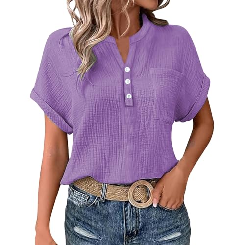 KILOXYEFRO Leinenhemd Damen Musselin Bluse Damen Elegant Tuniken Sommer V-Ausschnitt Oberteile Kurzarm Leinenbluse Longbluse Oversized Hemdbluse Lässig Leinen Hemd XXL KILOXYEFRO Leinenhemd Damen Musselin Bluse Damen Elegant Tuniken Sommer V-Ausschnitt Oberteile Kurzarm Leinenbluse Longbluse Oversized Hemdbluse Lässig Leinen Hemd XXL von KILOXYEFRO