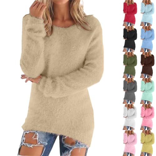 KILOXYEFRO Strickpullover Damen Grobmaschig, Pullover weiß, Pullover Damen Schwarz Baumwolle, gestreift, herbstpulli, Sweatshirt grau, Teenager mädchen Hoodie, Langarmshirt weiß, Strick Leggings von KILOXYEFRO