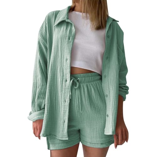 Sommer Outfits Damen, musselin Bluse Damen leinen Shirt Zweiteiler Outfits Set 2 teiler Kleidung Oversized Loungewear für Clothes Pyjama elegant Summer Two Piece Kleid Suits Sommer Outfits Damen, musselin Bluse Damen leinen Shirt Zweiteiler Outfits Set 2 teiler Kleidung Oversized Loungewear für Clothes Pyjama elegant Summer Two Piece Kleid Suits von KILOXYEFRO
