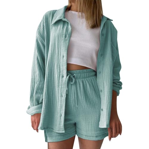 musselin Bluse Damen, musselin Bluse Damen leinen Shirt Zweiteiler Outfits Set 2 teiler Kleidung Oversized Loungewear für Clothes Pyjama elegant Summer Two Piece Kleid Suits musselin Bluse Damen, musselin Bluse Damen leinen Shirt Zweiteiler Outfits Set 2 teiler Kleidung Oversized Loungewear für Clothes Pyjama elegant Summer Two Piece Kleid Suits von KILOXYEFRO