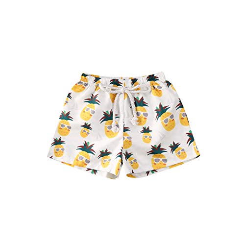 KILUS Jungen Badehose, schnelltrocknend, hawaiianische Baby-Cartoon-Schwimm-Shorts, Kinder, Board-Shorts, elastische Taille, Hose, Sommer, Strandkleidung, 0–6 Jahre Gr. 1-2 Jahre, Ananas von KILUS