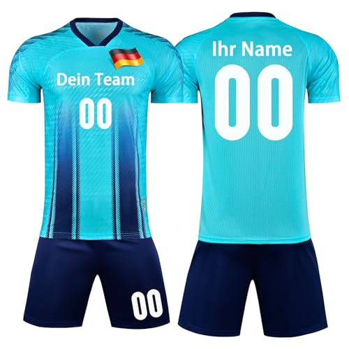 Benutzerdefiniert Fussball Trikot mit Eigenem Namen und Logo Personalisierte Sport Trikot Set Kinder Manner Jungen von KILUZARNO