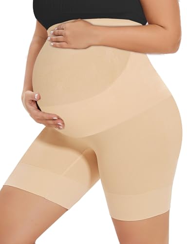 KIM S Damen Nahtlose Umstandsformwäsche für Kleider Mitte Oberschenkel Schwangerschaft Unterwäsche S-XXXL, A. Nude, Large von KIM S
