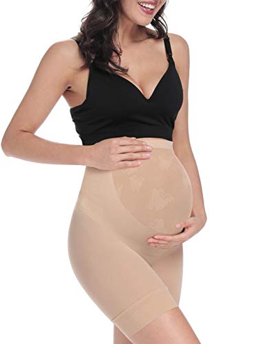 Kim S Damen Nahtlose Umstands-Shapewear für Kleider, mittlere Oberschenkel Schwangerschaft Unterwäsche, S-XXXL, A. Nude, Mittel von KIM S
