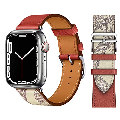 Kompatibel für Apple Watch Band 41mm 40mm 38mm Lederarmband für Damen Herren Single Tour Strap Armband für iWatch Ultra Series 8 7 6 SE 5 4 3 2 1,14 brique-beton von KIMAIXA