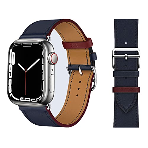 KIMAIXA Kompatibel mit Apple Watch Armband 45 mm 41 mm 44 mm 42 mm 40 mm 38 mm Lederarmband für Damen Herren Single Tour Armband für iWatch Series 7 6 SE 5 4 3 2 1, 42/44/45/49 mm, kein Edelstein von KIMAIXA