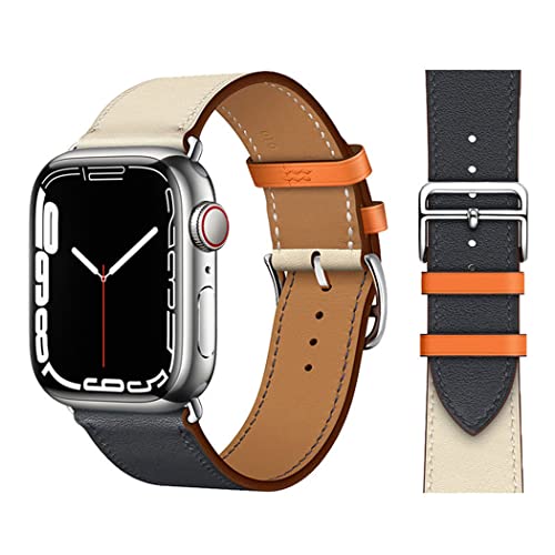 KIMAIXA Kompatibel mit Apple Watch Armband 45 mm 41 mm 44 mm 42 mm 40 mm 38 mm Lederarmband für Damen Herren Single Tour Armband für iWatch Series 7 6 SE 5 4 3 2 1, 42/44/45/49 mm, kein Edelstein von KIMAIXA