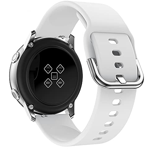 Sportarmband kompatibel für Samsung Galaxy Watch 5Pro 45mm/Galaxy Watch 5&4 44mm 40mm/Galaxy Watch 4 Classic 42mm 46mm/Active 2 40mm 44mm, Weiches Silikon 20mm Armband für Herren Damen, white von KIMAIXA