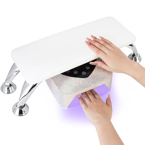 KIMIGO Nagel Armauflage Handkissen,Nagel Handkissen,Nagel Armlehne Kissen mit Edelstahlhalterung,PU Leather handauflage nageldesign für Maniküre Salon und Zuhause,Weiches und Wasserdichtes (Weiß) von KIMIGO