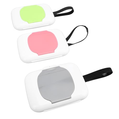 KIMISS 3pcs Tragbare Baby -Wischmittelspender - Wiederverwendbare und Nachfüllbare Hülle Wischtücher mit Haken und Schleifenbefestigungen für Kinderwagen und Reisen von KIMISS