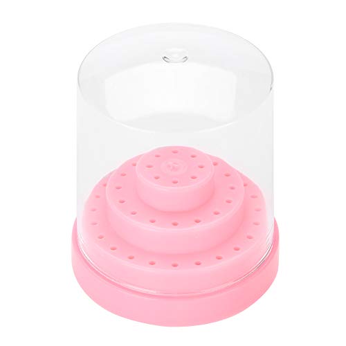 KIMISS 48 Löcher Nagelkunst Kunststoff-Nagelbohrhalter-Organizer Display-Box für Schleifwerkzeuge, Ungiftig und Langlebig, Salon Essential, weiß (PINK) von KIMISS