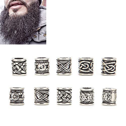 KIMISS Bart Perlen für Männer Bart Styling Werkzeuge 10 Stück Wikinger Legierung Antike Nordische Dreadlock Perlen für Bart Haare DIY Armband Halskette von KIMISS