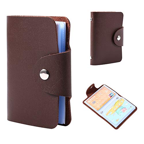KIMISS Doppelseitiger Kartenhalter mit 24 Fächern und 11 Seidenstruktur (Brown) von KIMISS