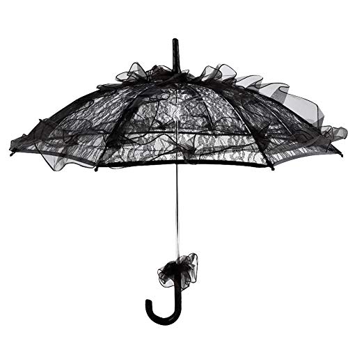 KIMISS Gothic Sonnenschirm Regenschirm Schwarzer Spitze Sonnenschirm Schwarze Spitze Metall Schwarze Farbe Spitze Regenschirm Sonnenschirm Für Dame Frauen Party Decor Tanzen Fotografie von KIMISS