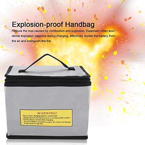 KIMISS Lipo Safe Bag, Lithium -Batterie Explosionssicherer Beutel Feuerfeste Explosionssichere Batterie Lithium -Ionen Feuerfeste Speicherladeeinheiten Tragbarer Speicher und Ive Hülle Beutel Tragbar von KIMISS