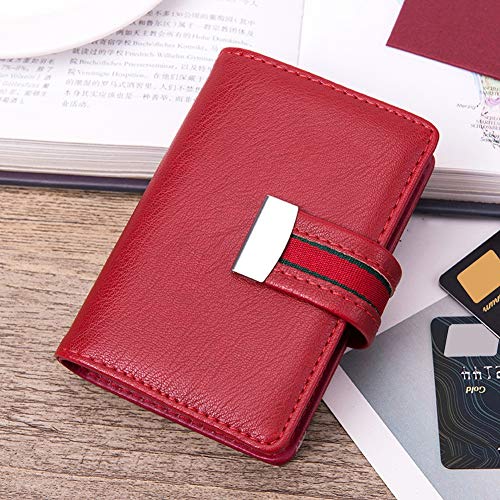 KIMISS Mini Mode Women Card Holder - Pu Leder Bank Card Box & Visitenkartenkoffer, Kompakte Reise -Brieftasche für 26 Karten Stilvoll und Sicher (Rot) von KIMISS