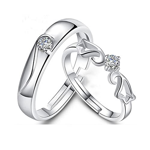 KIMKCY Fingerringe Paar Ring Für Liebhaber Forever Endless Love Herz Zirkon Ring Verstellbar Offener Ring Hochzeit Verlobung von KIMKCY