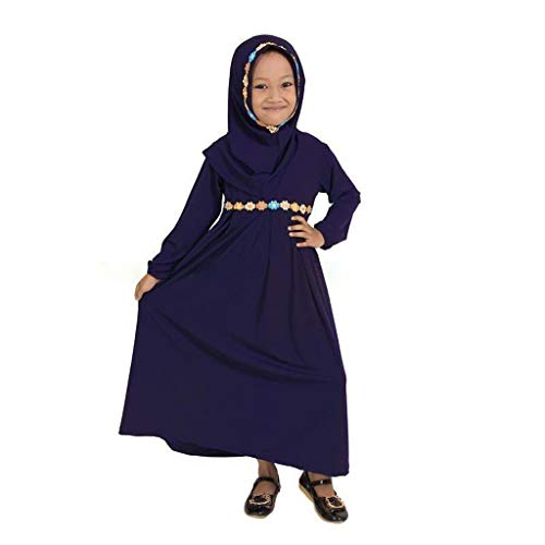 Muslimische Islamische Abaya Mädchen Lange Kleid, KIMODO® Kleinkind Outfit Kleidung Langarm Kleid mit Sticken Hijab von KIMODO Baby Mädchen