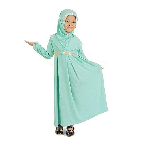 Muslimische Islamische Abaya Mädchen Lange Kleid, KIMODO® Kleinkind Outfit Kleidung Langarm Kleid mit Sticken Hijab von KIMODO Baby Mädchen