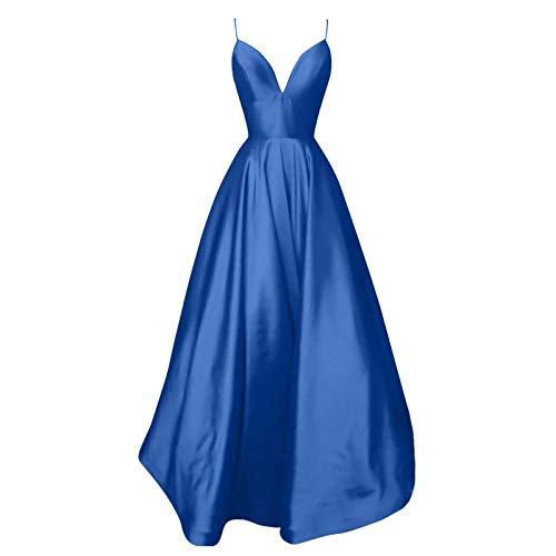 Abendkleider Cocktailkleid Maxikleider Brautjungfer Damenmode Einfarbig V Ausschnitt Kleider Bodenlang Sling Elegant Partykleid Hochzeit Ärmelloses Festlich Maxikleider Ballkleider (Blau, L) von KIMODO Bekleidung