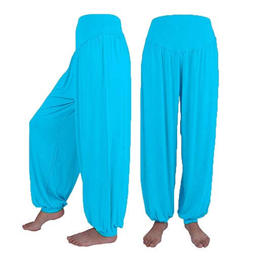 KIMODO® Damen Lose Elastische Haremshose Yoga Sport Tanz Pumphose Weiche Hose Einfarbig Freizeit Jogginghose Pants Große Größen (Hellblau, 3XL) von KIMODO Damen Hosen