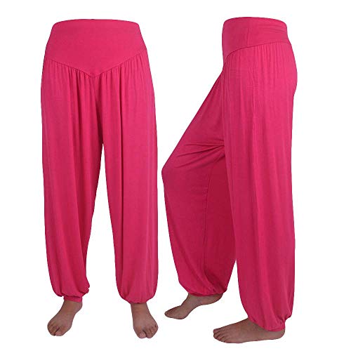 KIMODO® Damen Lose Elastische Haremshose Yoga Sport Tanz Pumphose Weiche Hose Einfarbig Freizeit Jogginghose Pants Große Größen (Violett, 3XL) von KIMODO Damen Hosen