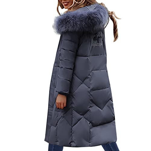 KIMODO Daunenjacke Damen Daunenjacke Lang Mantel Steppmantel Wintermantel Mit Kapuze Winter Warm Winddicht Jacke Outdoorjacke Steppjacke Steppmantel(Grey-b，3XL) von KIMODO