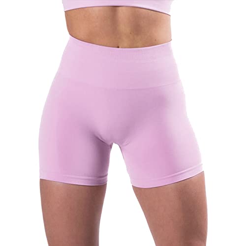 KIMODO Kurze Leggings Damen Push Up Booty Sport Shorts High Waist Seamless Scrunch Butt Sportleggins für Gym Fitness Workout Yoga Bauchweg Kurze Sporthose Hotpants für Yoga Gym(Rosa-a,S) von KIMODO