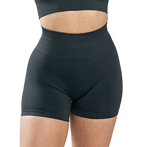 KIMODO Kurze Leggings Damen Push Up Booty Sport Shorts High Waist Seamless Scrunch Butt Sportleggins für Gym Fitness Workout Yoga Bauchweg Kurze Sporthose Hotpants für Yoga Gym(Schwarz-a,M) von KIMODO