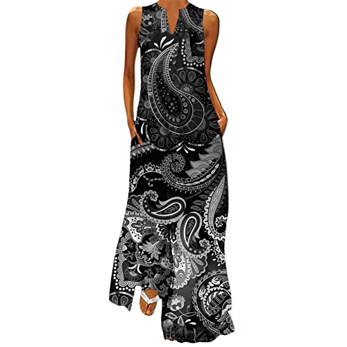 KIMODO Maxikleid Sommerkleid Damen Casual Baumwolle und Leinen Lose Lang Kleid Stretch Partykleid A-Linie Bedrucktes Ärmellos V-Ausschnitt Geteiltem Saum Minikleid Freizeitkleid KIMODO Maxikleid Sommerkleid Damen Casual Baumwolle und Leinen Lose Lang Kleid Stretch Partykleid A-Linie Bedrucktes Ärmellos V-Ausschnitt Geteiltem Saum Minikleid Freizeitkleid von KIMODO