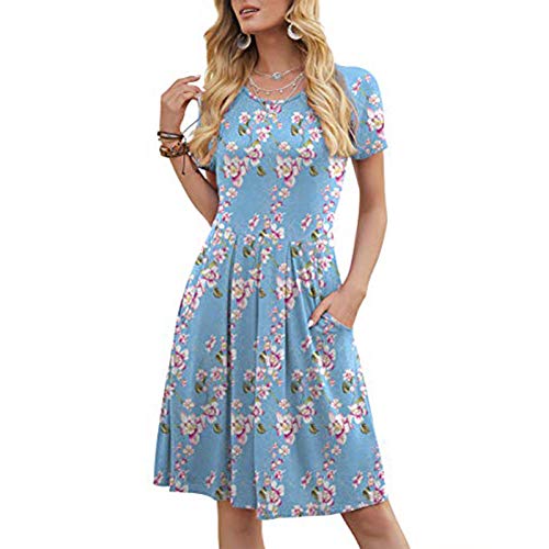 KIMODO Sommerkleid V-Ausschnitt Blumendruck Strandkleid Damen Sexy Boho Kleidung Ärmelloses Freizeitkleid Vintage Knielanges Kleid Minikleid Abendkleider Partykleid Cocktailkleid von KIMODO