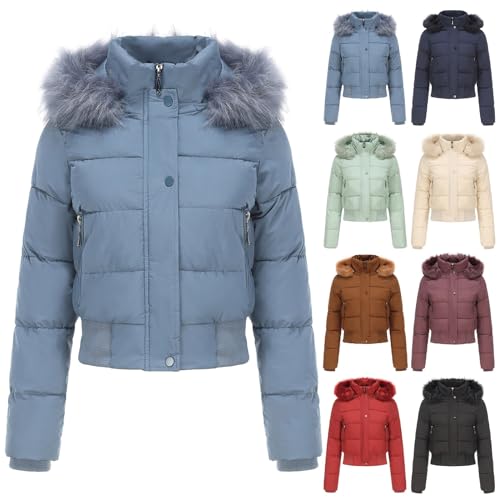 KIMODO Winterjacke Damen Kurze Daunenjacke Mantel Teenager Mädchen Jacke Langarm Warm Winddicht Stehkragen Winterjacke Steppjacke Parka(RD2，L) von KIMODO