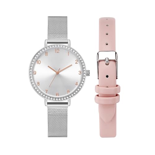 KIMOMT Damen Uhren Leder Quarzuhr Austauschbare Bänder Quick Release Spring Bars Mode Armbanduhr für Frauen Damen von KIMOMT