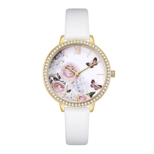 KIMOMT Damen Uhren Leder Quarzuhr Austauschbare Bänder Quick Release Spring Bars Mode Armbanduhr für Frauen Damen von KIMOMT