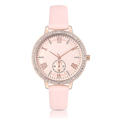 KIMOMT Damenuhren Lederband Luxus Quarzuhren wasserdichte Mode Kreative Armbanduhr für Damen Mädchen Damen (Rosa(810)) von KIMOMT