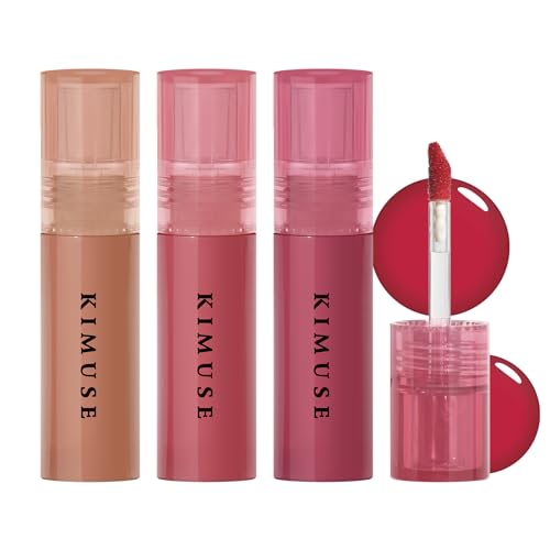 KIMUSE Gleamy Gloss Lip Stain Set, Spiegel-Lippenstift, lang anhaltend leicht Glow Lip Tint, Non-sticky feuchtigkeitsspendend, für ein Hochglänzendes Finish von KIMUSE