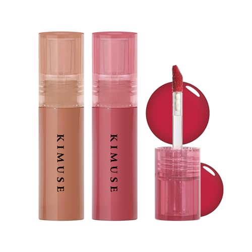 KIMUSE Gleamy Gloss Lip Stain Set, Spiegel-Lippenstift, lang anhaltend leicht Glow Lip Tint, Non-sticky feuchtigkeitsspendend, für ein Hochglänzendes Finish von KIMUSE