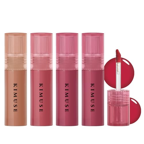 KIMUSE Gleamy Gloss Lip Stain Set, Spiegel-Lippenstift, lang anhaltend leicht Glow Lip Tint, Non-sticky feuchtigkeitsspendend, für ein Hochglänzendes Finish von KIMUSE