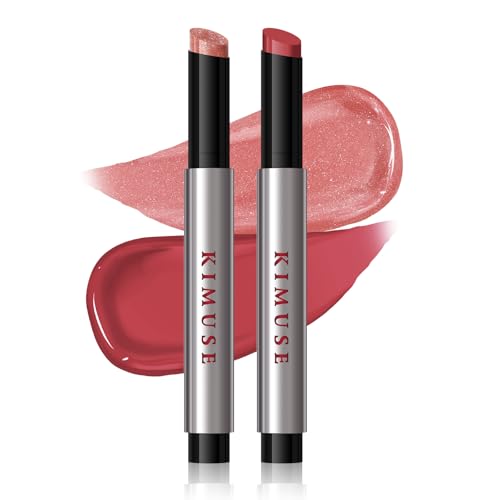 KIMUSE Juicy & Glowy Lip Balm Duo, Getönter Lippenpflegestift, strahlend frisch, glänzend, Nährender Lippenbalsam, Vegan & Tierversuchsfrei von KIMUSE