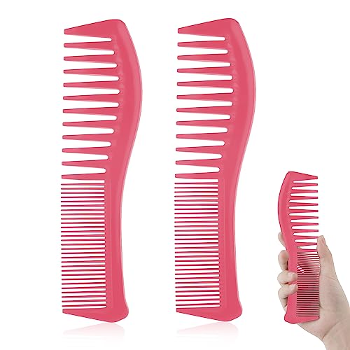 2 Stück Haarkämme, Kunststoff Friseur Kamm, Kamm mit Großen Zähnen und Feinen Zähnen Hair Comb für Männer, Frauen, Kämmen, Haarstyling, Trimmen, Schneiden, Zuhause, Friseur (Rosa) von KINBOM