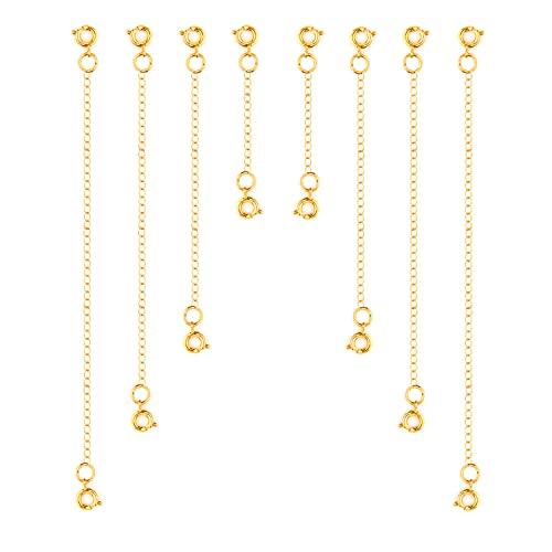 KINBOM 8 Stück Extension Chain for Necklace, 4 Größen Verlängerung Schmuck Schmuckverlängerungen Verlängerungskette für die Schmuckherstellung Halskette Armband Fußkettchen (Gold) von KINBOM