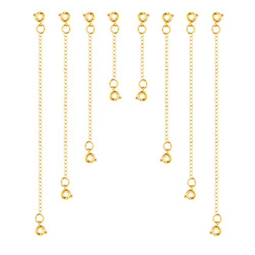 KINBOM 8 Stück Extension Chain for Necklace, 4 Größen Verlängerung Schmuck Schmuckverlängerungen Verlängerungskette für die Schmuckherstellung Halskette Armband Fußkettchen (Gold) von KINBOM