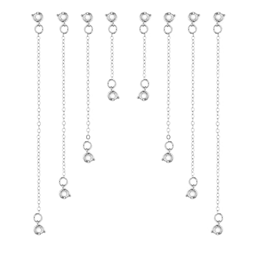 8 Stück Extension Chain for Necklace, 4 Größen Verlängerung Schmuck Schmuckverlängerungen Verlängerungskette für die Schmuckherstellung Halskette Armband Fußkettchen (Silber) von KINBOM