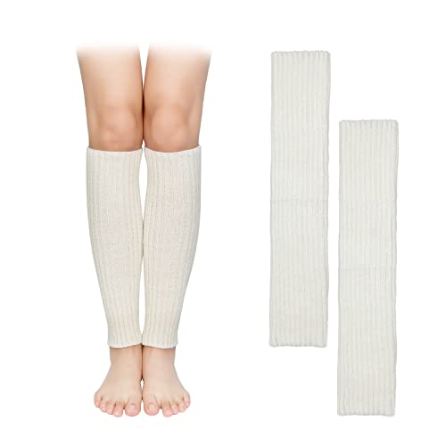 KINBOM 1 Paar Beinlinge, Damen 80er Jahre Beinlinge Rippstrick-Beinlinge Beinlinge für Damen Leg Warmers für Party Tanz Sport Yoga Zubehör (Weiß) von KINBOM