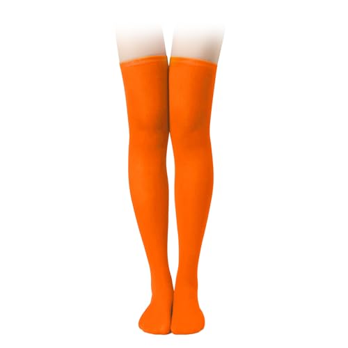 KINBOM 1 Paar Oberschenkelhohe Socken, Baumwolle Weich Kniestrümpfe Lange Strümpfe Damen Overknee für Damen Mädchen Alltagskleidung Kostüme Weihnachts-Cosplay (Orange) von KINBOM