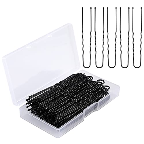 KINBOM 100 Stück U-förmige Haarnadeln, 7cm Haarnadeln Bobby Pin Haarnadeln Hochzeit für Frauen Mädchen Hochzeitsfrisuren Alle Haartypen, mit Aufbewahrungsbox (Schwarz) von KINBOM