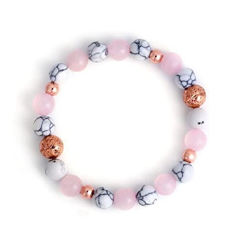 KINBOM Anti Angst Armband, Rosa Perlenarmbänd Elastische Handgefertigte Kristallarmbänder Heilende Armbänder Natursteinarmbänder für Frauen Damen Mädchen von KINBOM